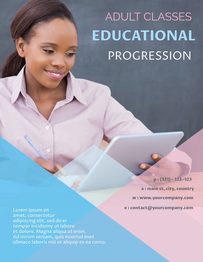 Adult Learner Engaged in Online Education with Tablet