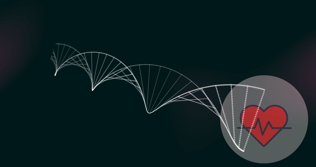 Abstract Helix and Heartbeat Icon in Digital Space