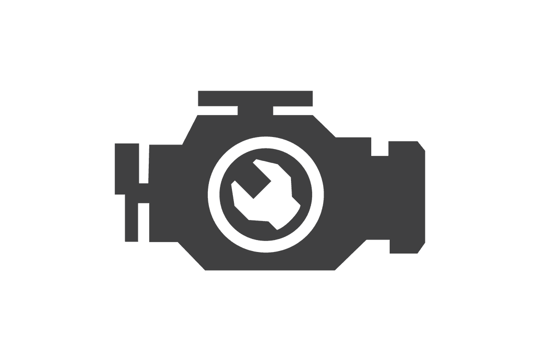 Transparent Car Engine with Wrench Vector Symbol