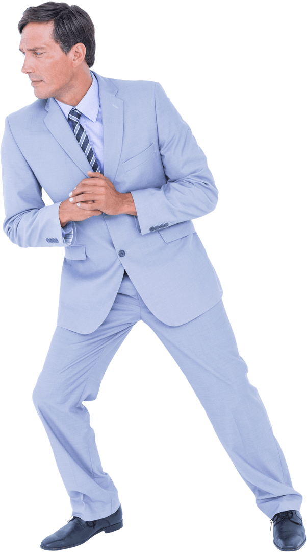 Businessman in Formal Suit Confidently Planning on Transparent Background