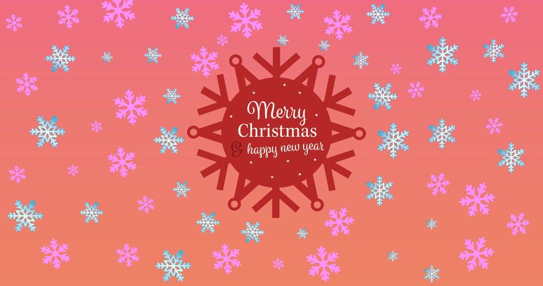 Merry Christmas Greeting with Colorful Snowflakes