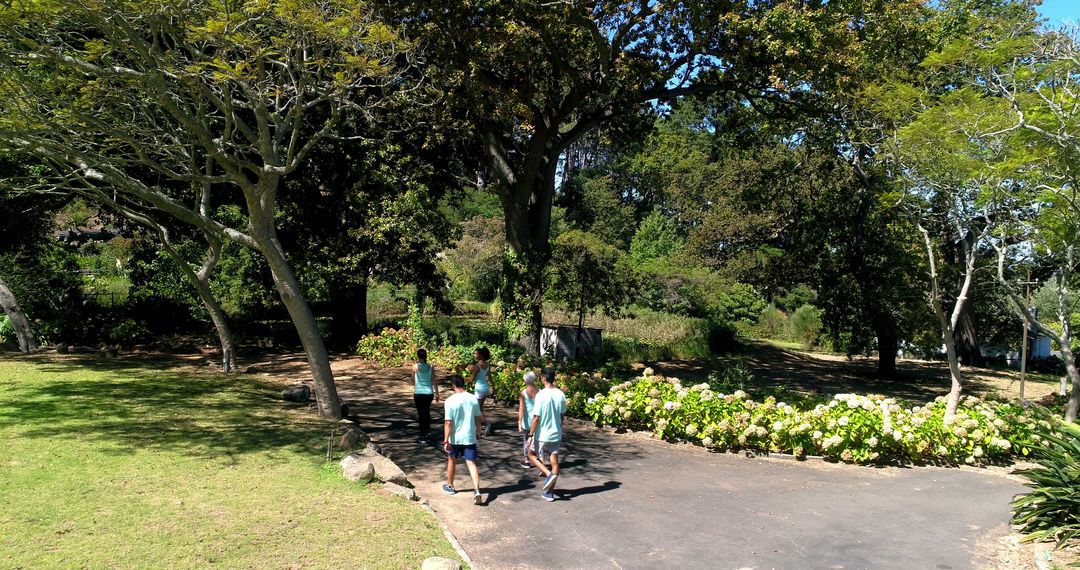 Children Walking in Lush Park Under Shady Trees on Sunny Day - Free Images, Stock Photos and Pictures on Pikwizard.com