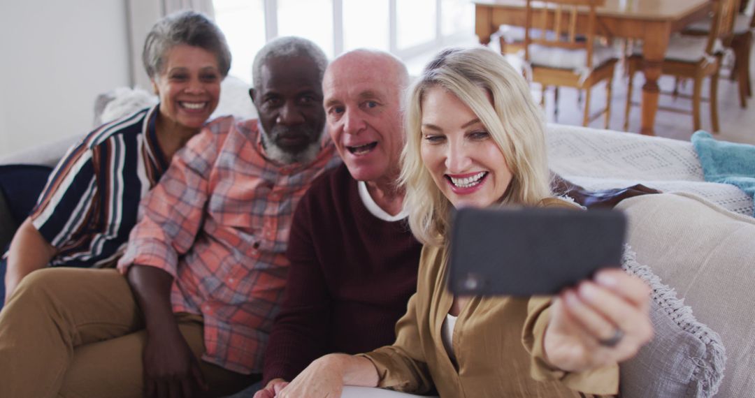 Senior Friends Taking Selfie Together at Home - Free Images, Stock Photos and Pictures on Pikwizard.com