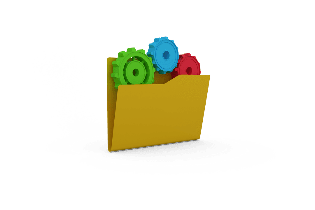 Transparent Folder with Colorful Gears Representing System Settings - Download Free Stock Images Pikwizard.com