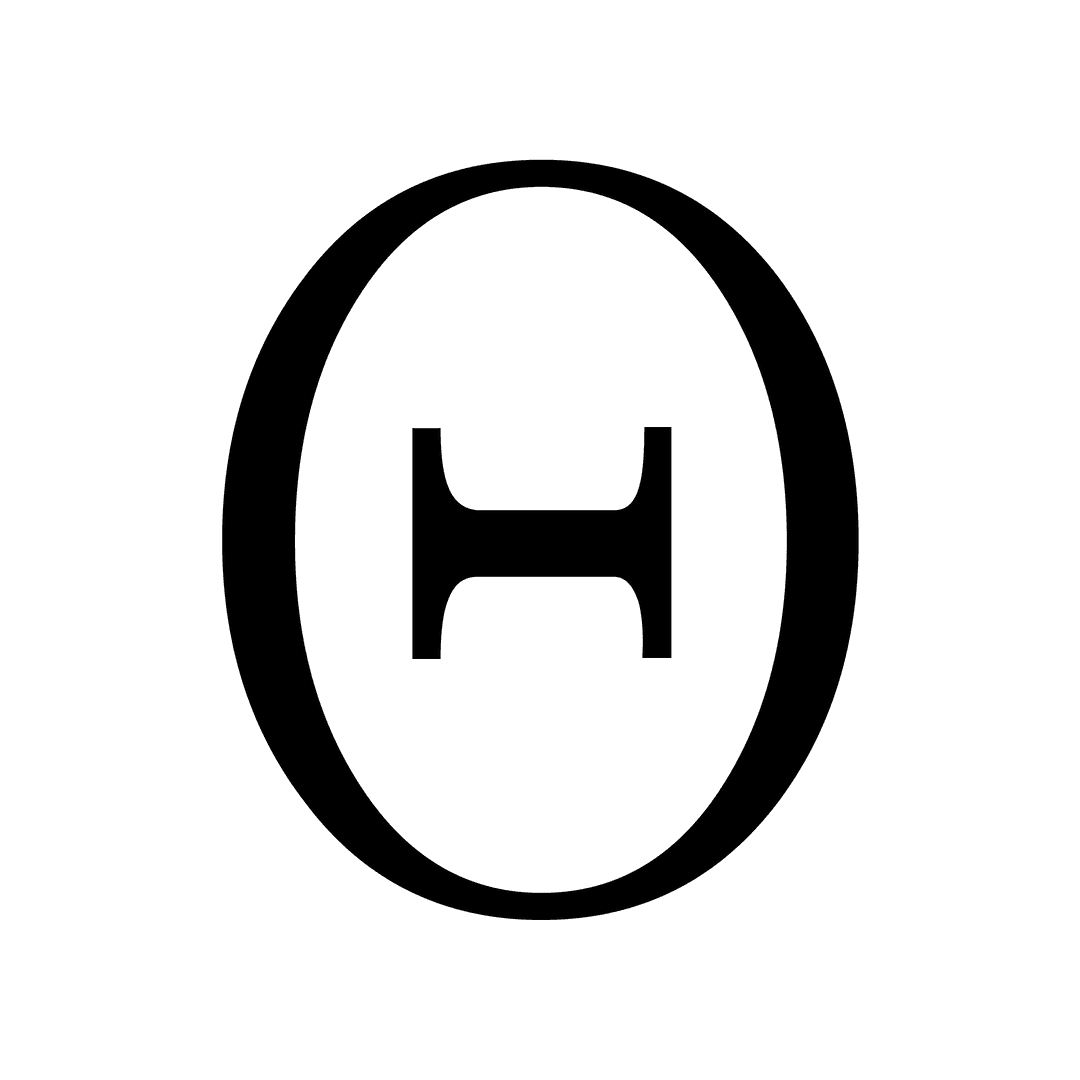 Transparent Black Theta Greek Symbol Icon on White Background