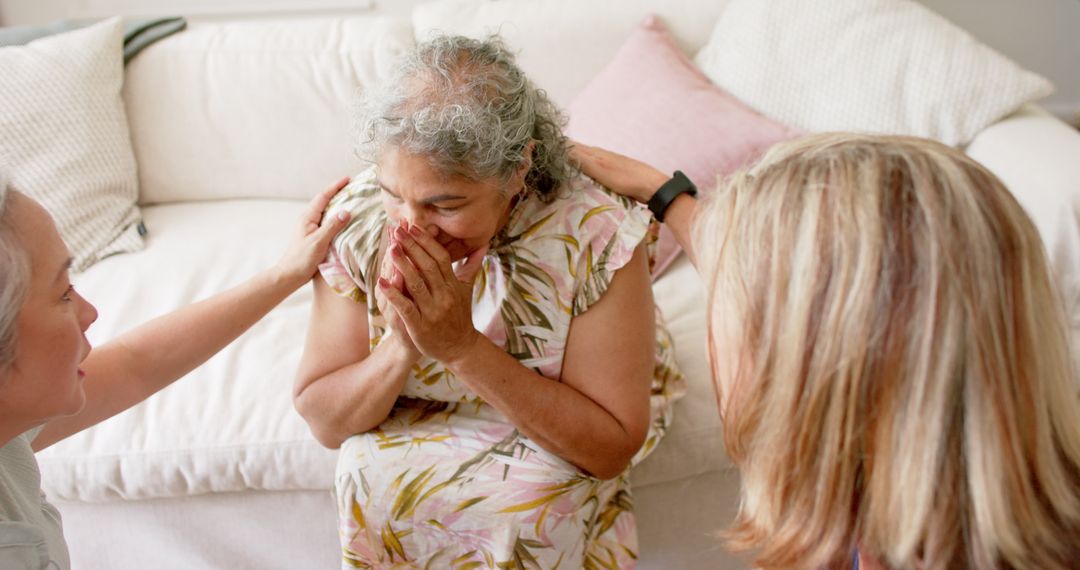Senior Friends Bonding at Home with Emotional Conversation