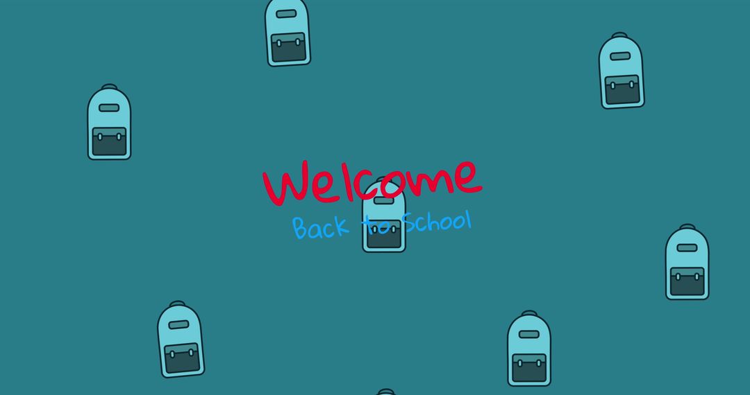 Welcome Back to School Banner with Backpack Icons on Green Background