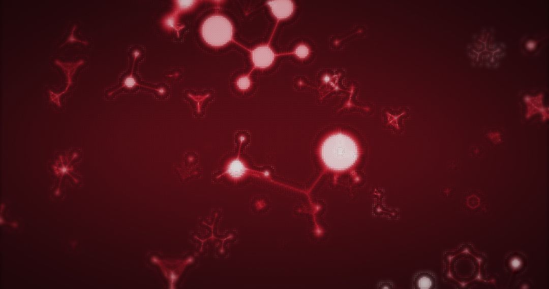 3D Glowing Red Molecules in Seamless Motion Loop Against Vivid Red Background - Free Images, Stock Photos and Pictures on Pikwizard.com