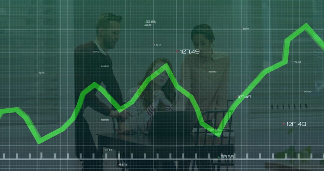 Business Team Analyzing Financial Growth Chart in Office Environment