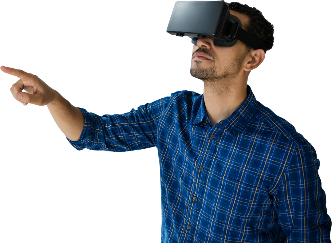 Transparent Enthusiastic Man Experiencing Virtual Reality Technology - Download Free Stock Images Pikwizard.com