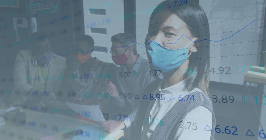 Diverse Colleagues Collaborating with Financial Data Interface