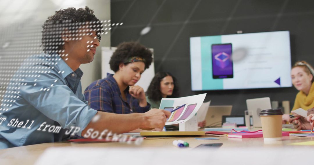 Multiracial Team Analyzing Financial Data in Modern Office Setting