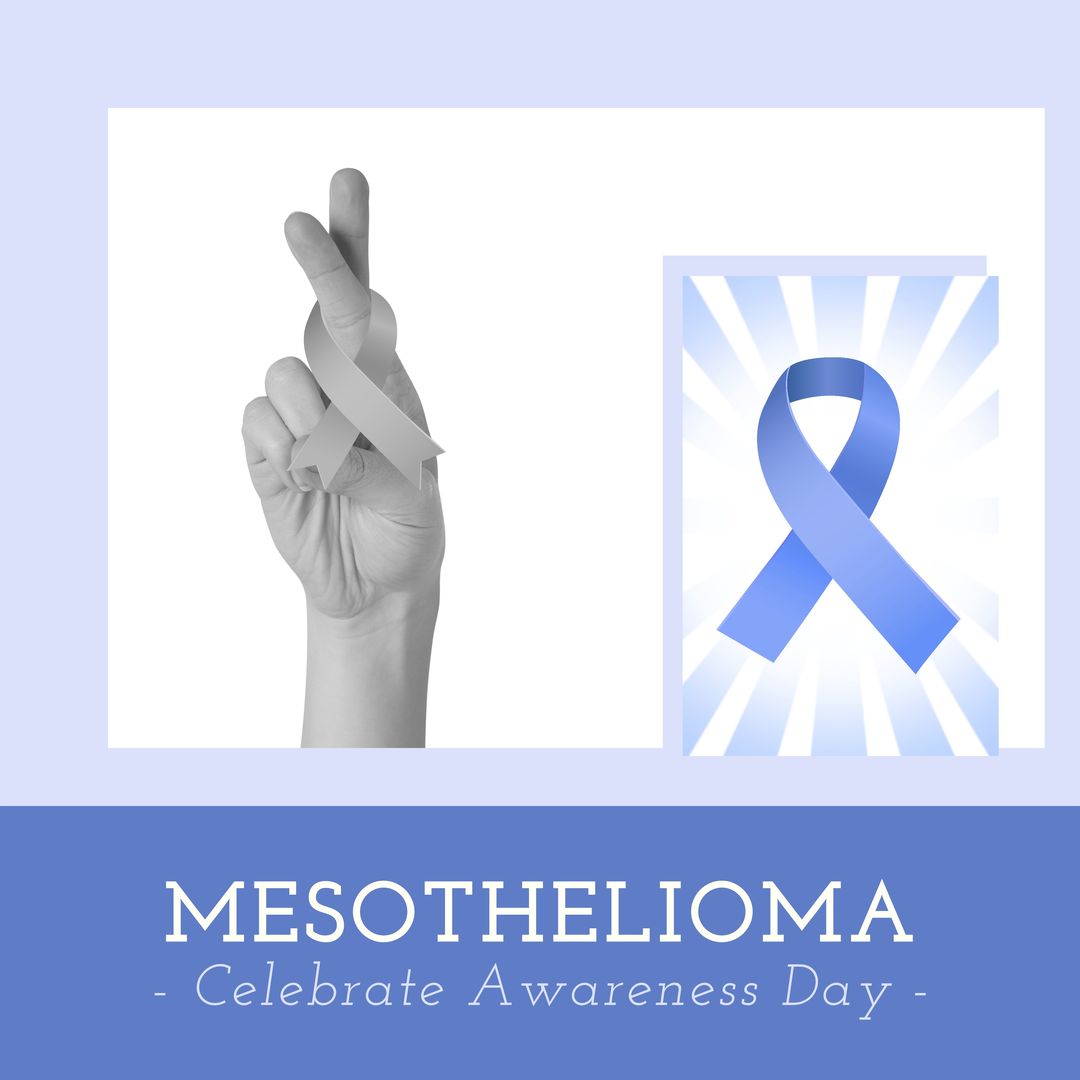 Mesothelioma Awareness Poster with Blue Ribbon and Hand Gesture - Download Free Stock Templates Pikwizard.com