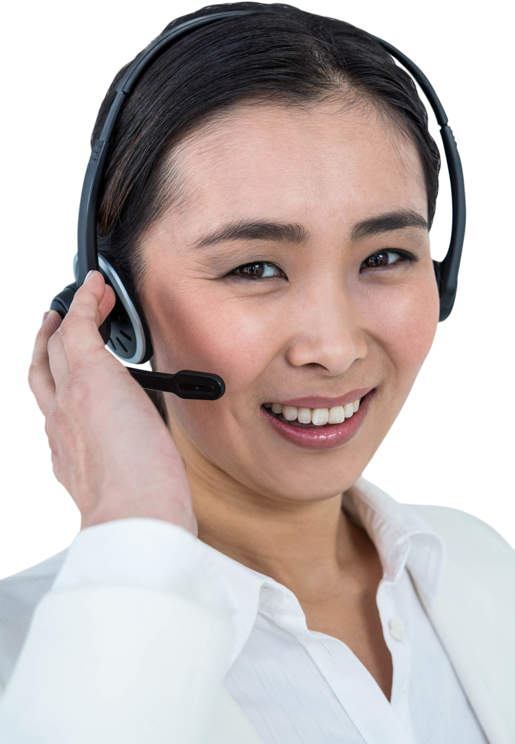 Smiling Businesswoman with Headset on Transparent Background - Download Free Stock Images Pikwizard.com