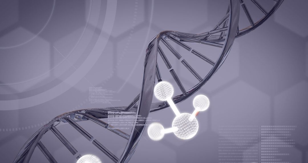 Digital DNA Strand & Molecule Illustration for Genetic Research