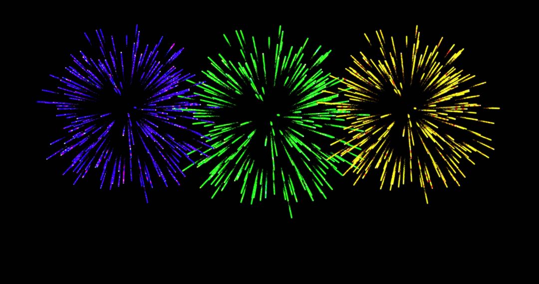 Colorful Fireworks Exploding in Night Sky Celebration