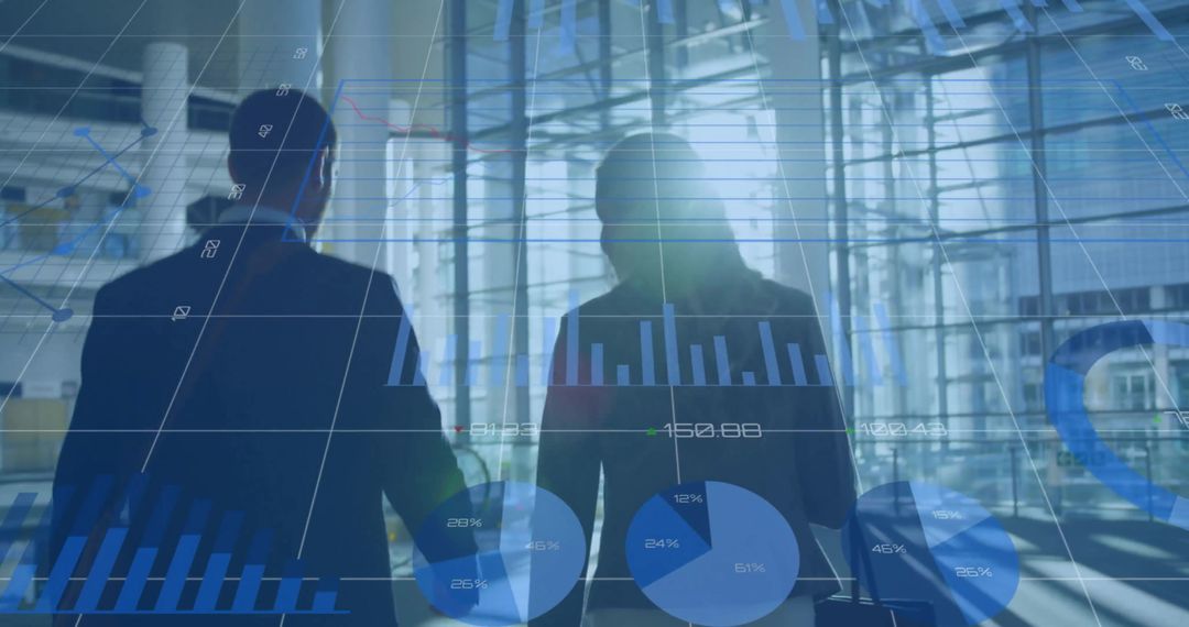 Business Professionals Analyzing Global Data Visualization