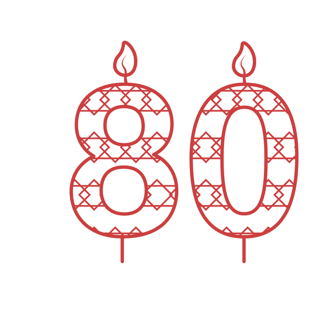 Red 80 Birthday Candle with Patterns, Transparent Background - Download Free Stock Images Pikwizard.com