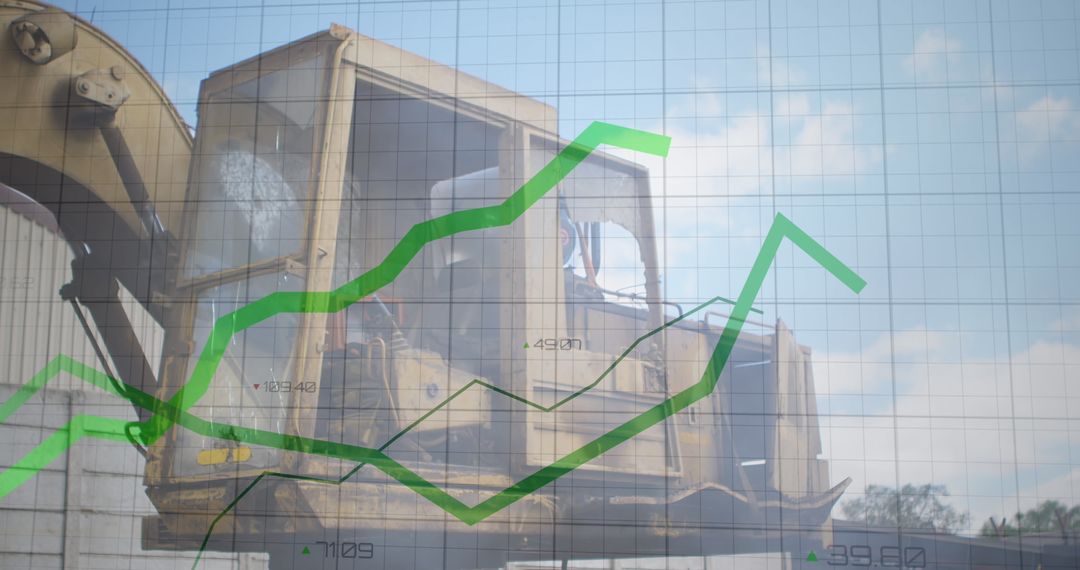 Growth Statistics Overlay on Industrial Machinery