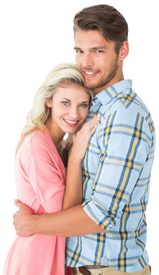 Attractive Couple Embracing with Transparent Background