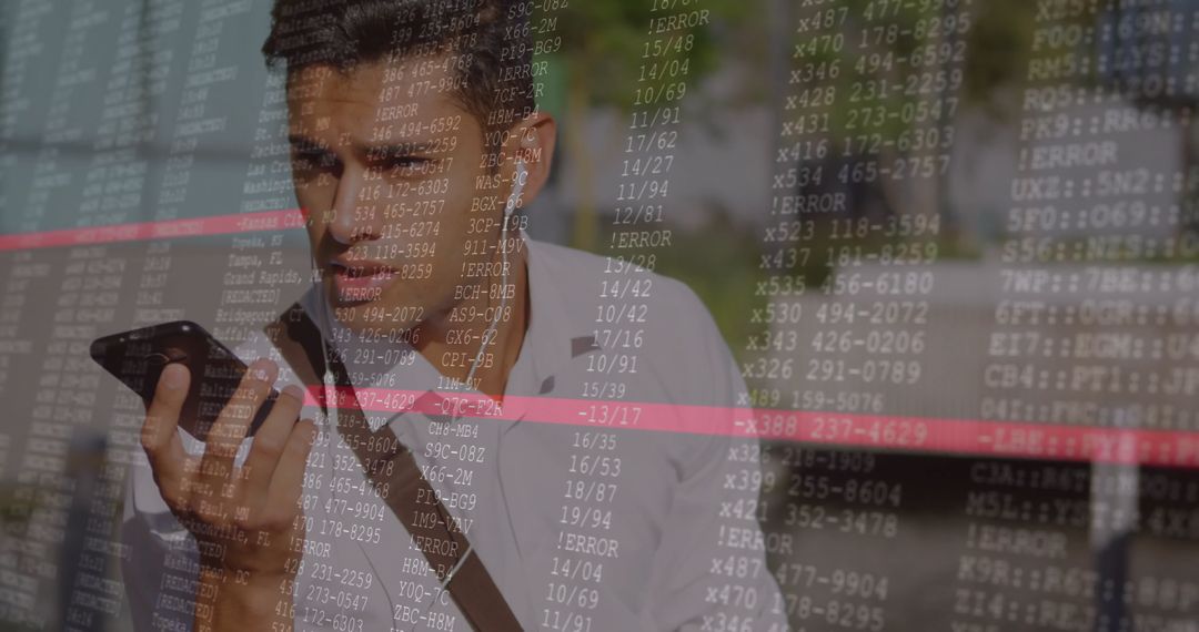 Businessman Analyzing Data on Smartphone in Urban Setting