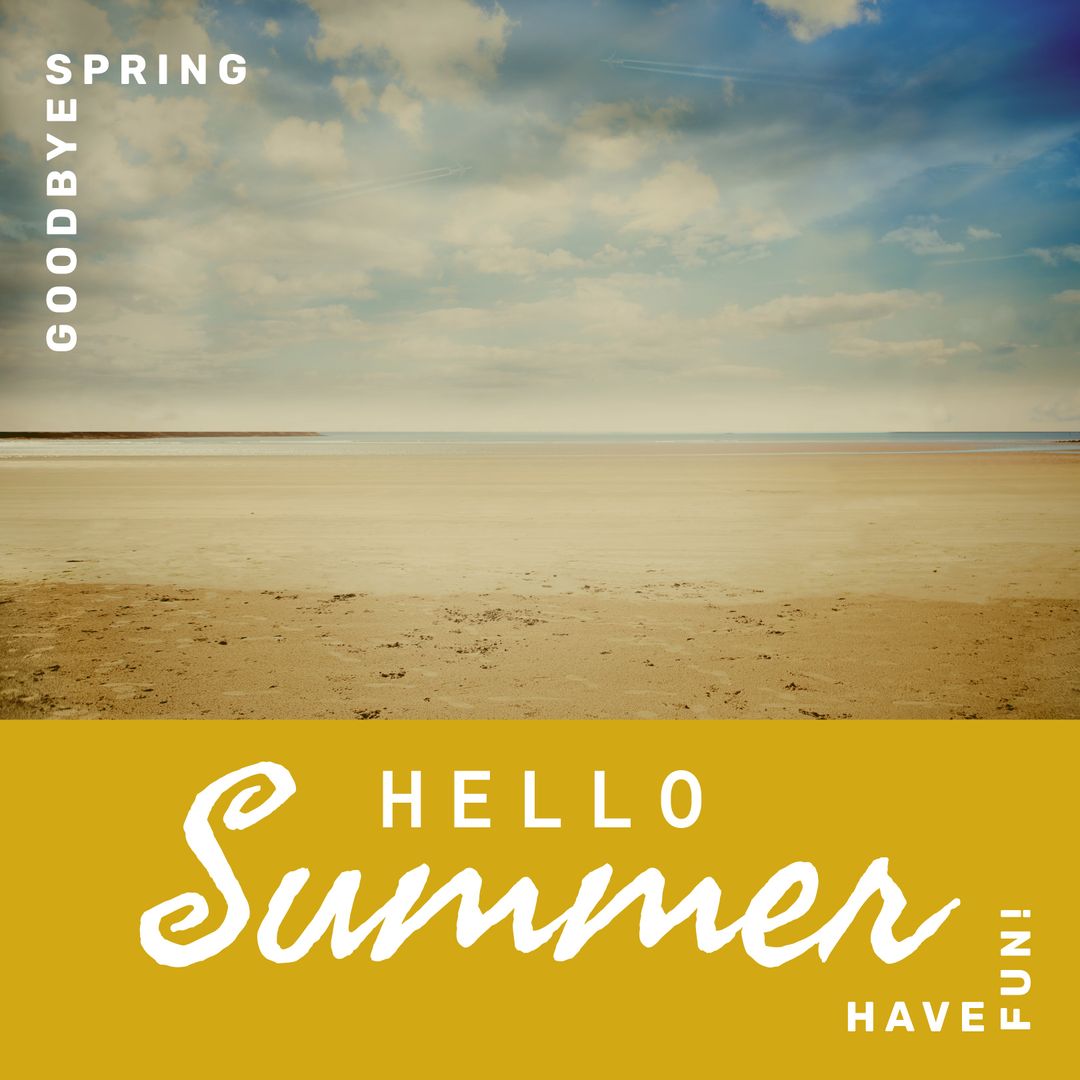Hello Summer Have Fun Text Over Idyllic Beach Scene - Download Free Stock Templates Pikwizard.com