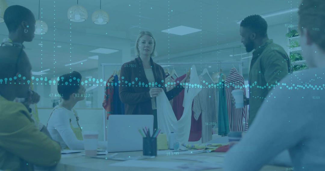 Creative Design Team in Modern Studio Collaborates on Fashion Project