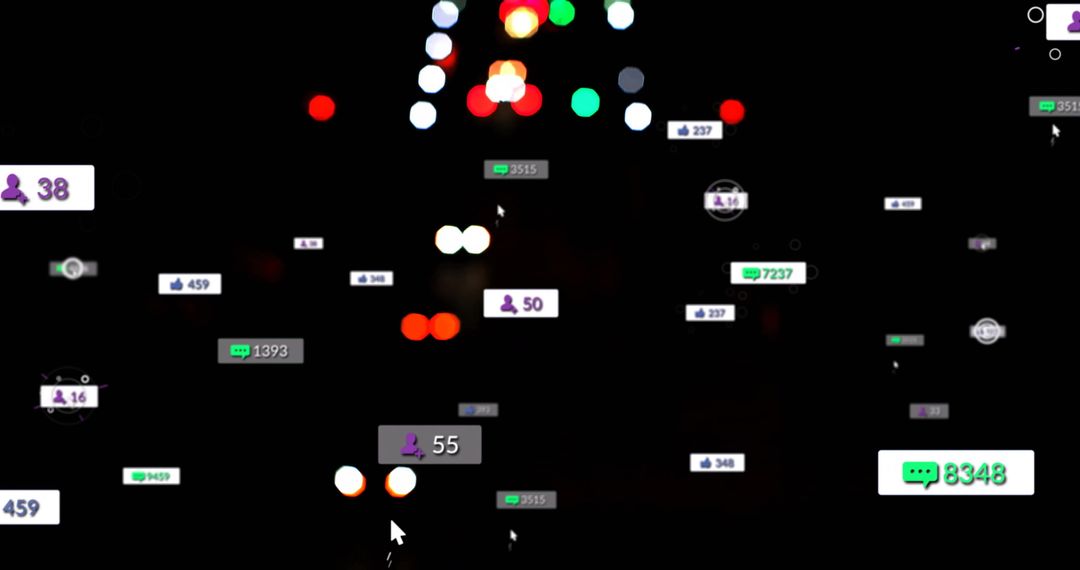 Digital Notifications Overlay on City Night Lights