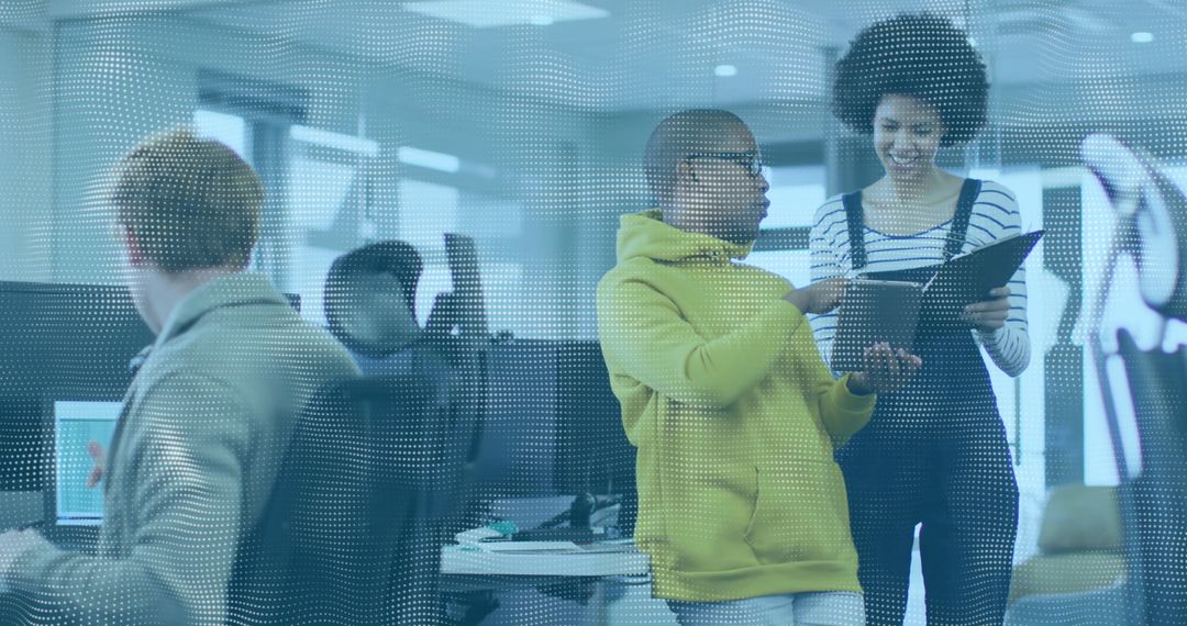 Diverse Team Collaboration in Modern Open-Plan Office