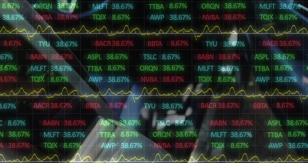 Financial Data Displayed Over Black Car Door Handle