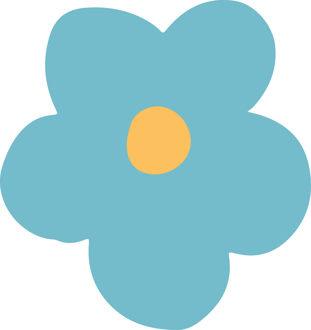 Flat Blue Flower on Transparent Background Minimalist Style