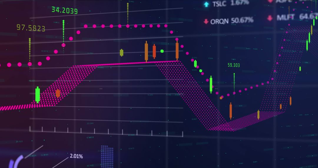 Digital Interface with Data Graphs and Charts on Blue Background