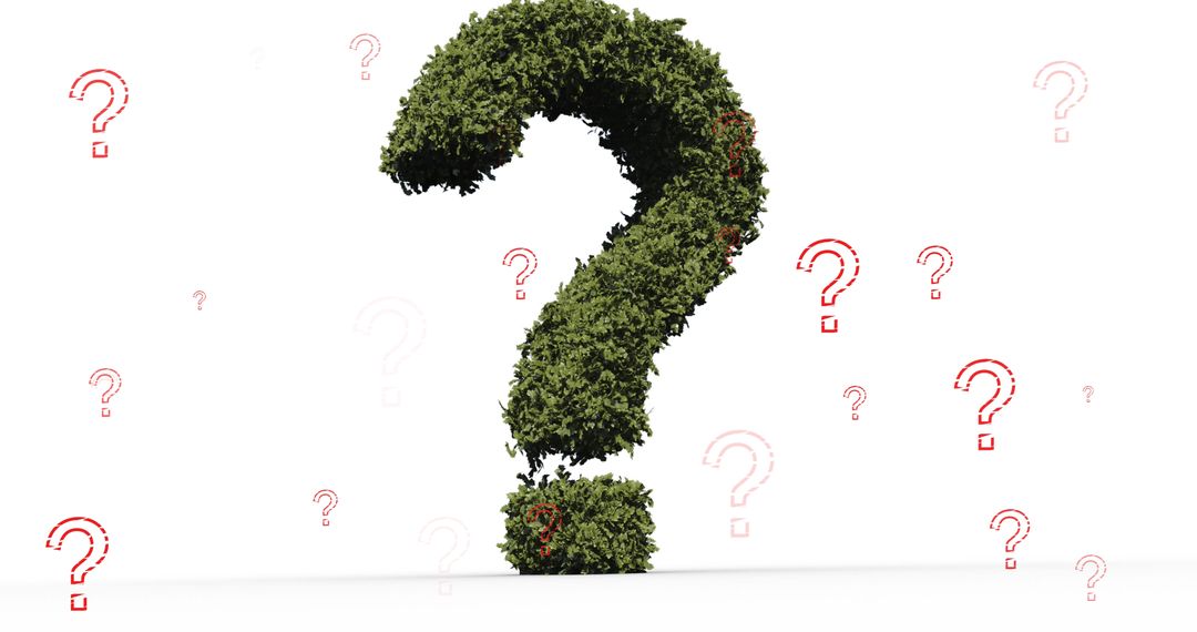 Greenery Question Mark and Red Twirling Questions