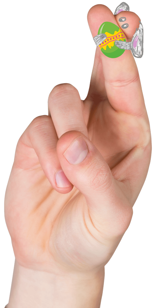 Easter Egg Art on Fingers Transparent Background