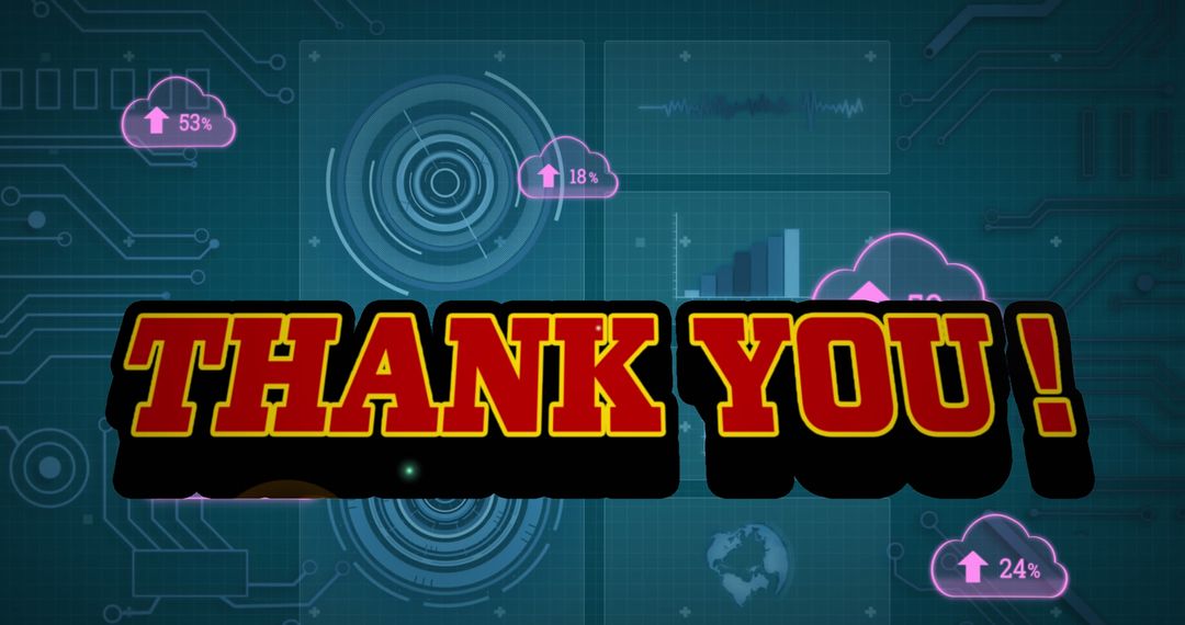 Thank You Text Over Digital Data Background