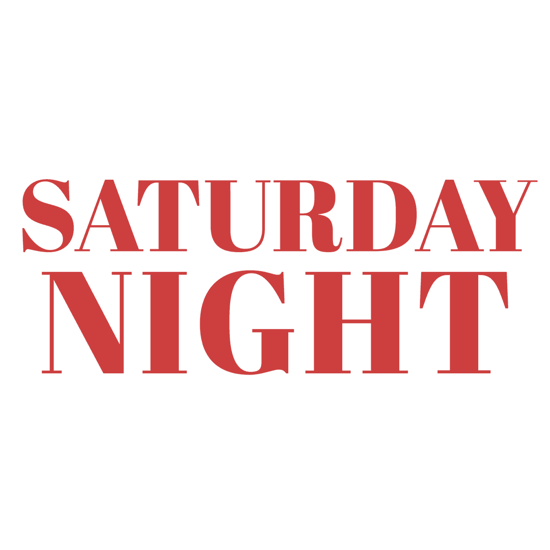 Bold Red Saturday Night Transparent Text Graphic