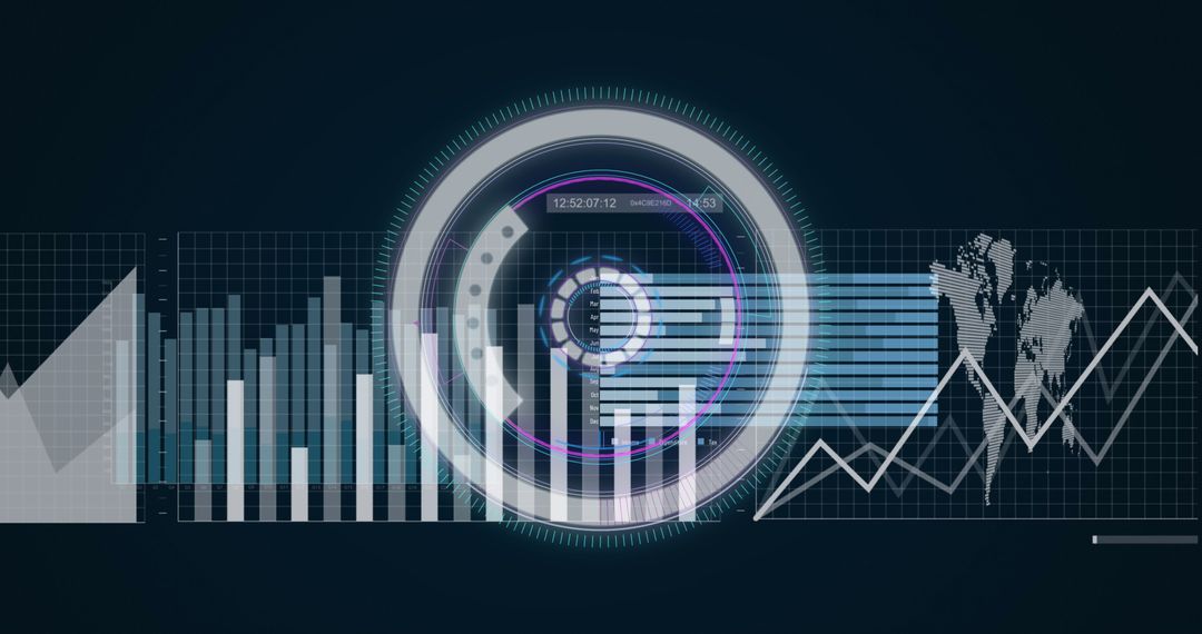 Futuristic Digital Interface with Data Analytics and Graphics