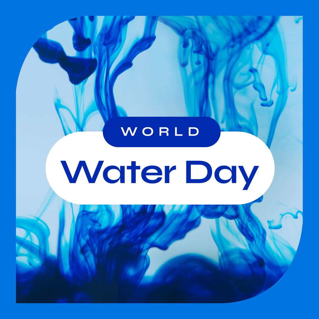 World Water Day Text Amidst Blue Water Ink Swirls