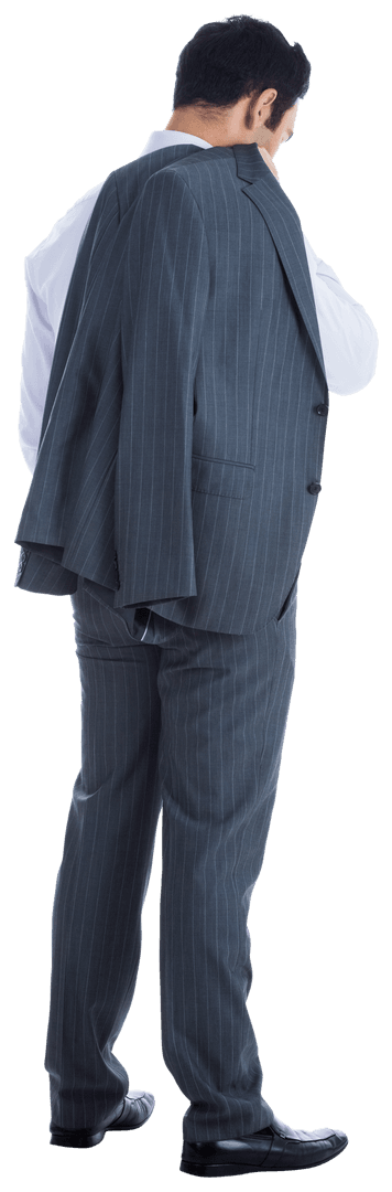 Transparent PNG of Rear View Biracial Businessman with Suit Over Shoulder