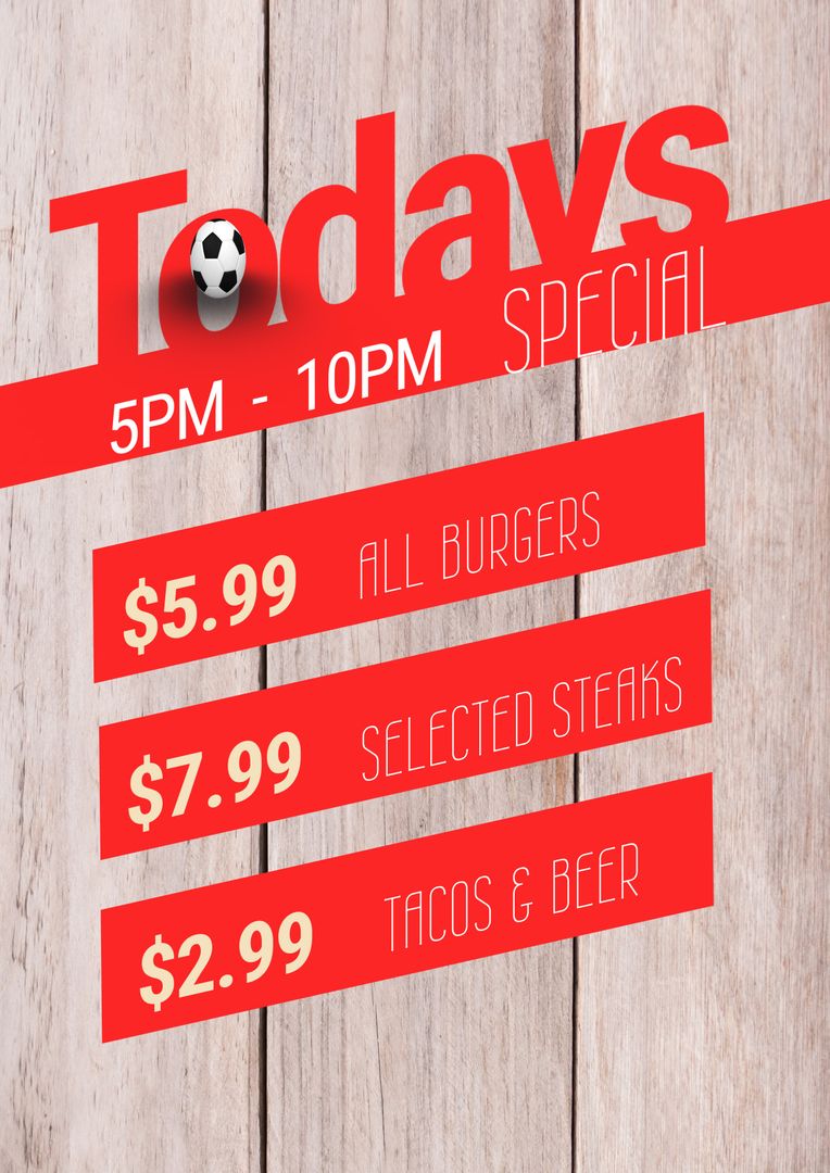 Dynamic Restaurant Specials Promotion Design with Bold Red Banner