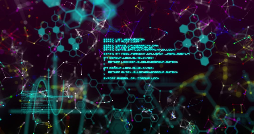 Digital Network Interface with Data Processing on Black Background