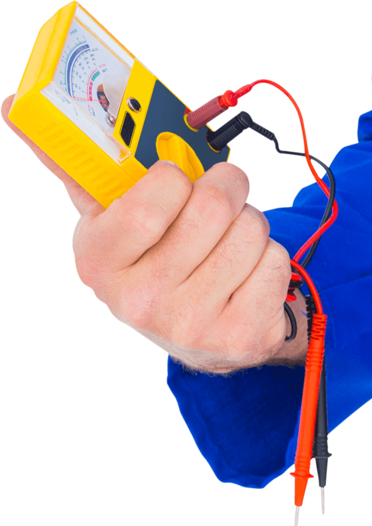 Electrician Holding Multimeter Transparent for DIY Projects