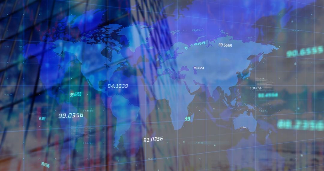 Global Data Processing and Finance Connection Concept