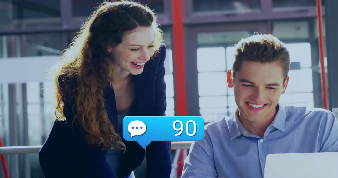 Happy Team Collaboration with Input Notifications Overlapping Digital Usage