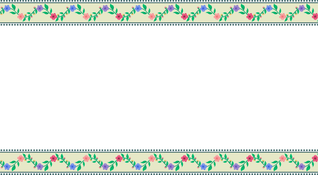 Flat Transparent Canvas with Floral Border and Teal Center Panel