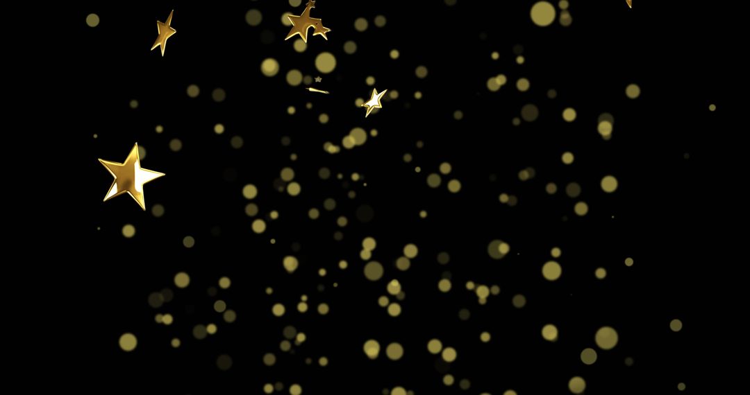 Golden Stars and Dots on Black Background