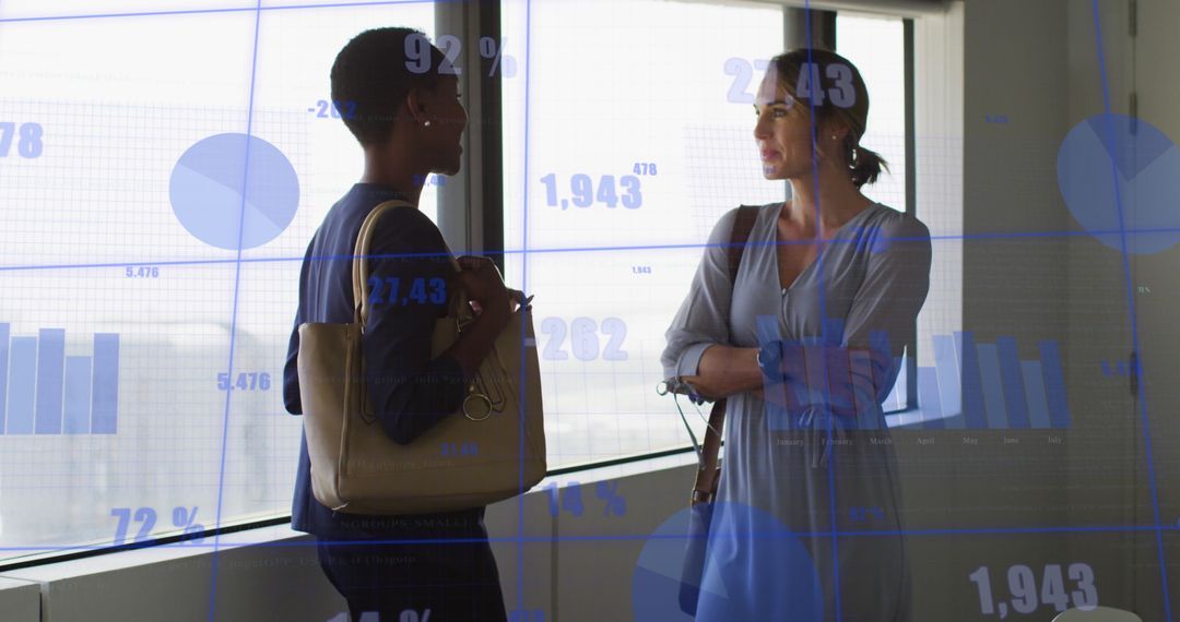 Diverse Female Colleagues Planning with Data Analytics Overlay