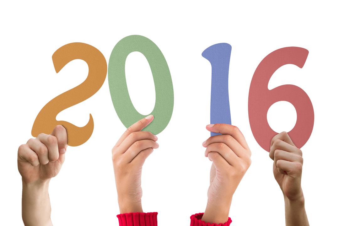 Hands Holding 2016 Text on Transparent Background for New Year Celebrations