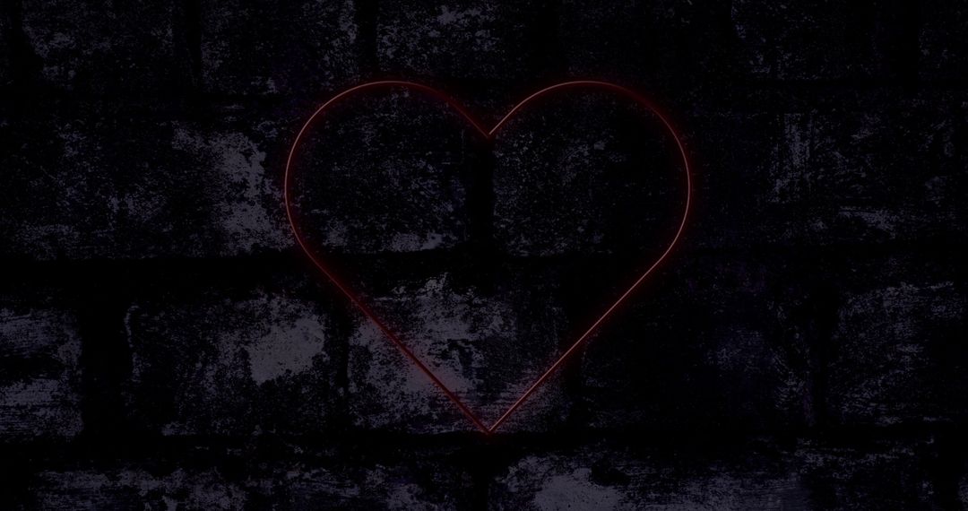 Red Neon Heart on Dark Brick Wall Emphasizing Love and Romance - Free Images, Stock Photos and Pictures on Pikwizard.com