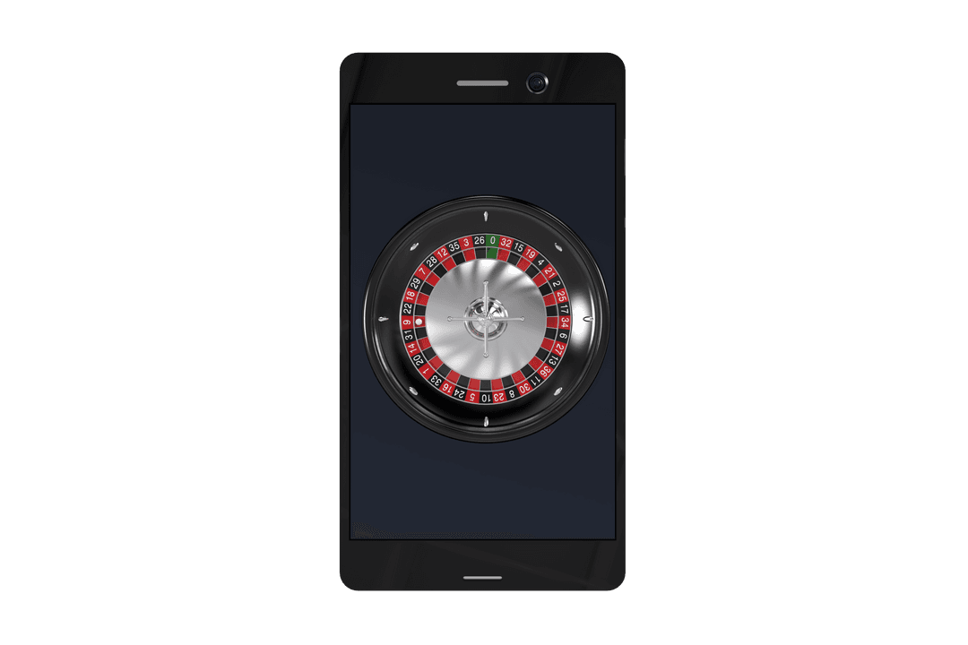 Transparent Mobile Phone Displaying 3D Roulette Game Wheel